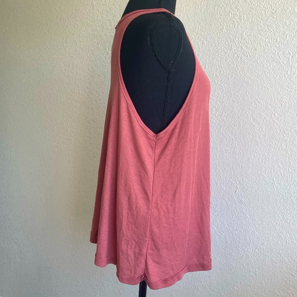 Free People • Coral Orange Tank Top Ribbed Red Sexy Fit Bohemian - Picture 2 of 7